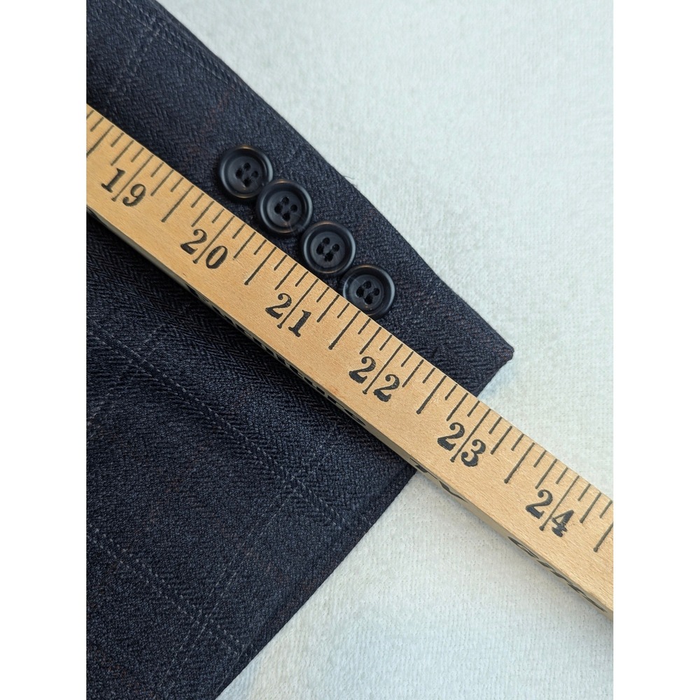 Pronto Uomo‎ Mens 48 Regular Gray Windowpane Notched Lapel Wool Blazer Jacket - Picture 12 of 15